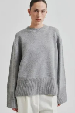 Second Female Alpha Knit O-Neck, grey melange