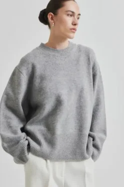 Second Female Alpha Knit O-Neck, grey melange