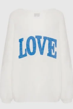 Americandreams - Silja mohairneule LOVE, white/sky blue
