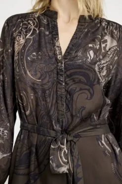 Gustav Anika midi+ mekko vyöllä, dark coffee