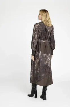 Gustav Anika midi+ mekko vyöllä, dark coffee