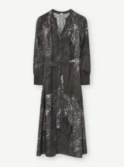 Gustav Anika midi+ mekko vyöllä, dark coffee