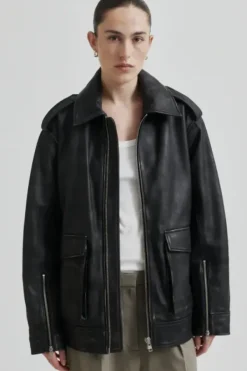 Second Female Auras Leather Jacket, black