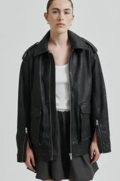 Second Female Auras Leather Jacket, black