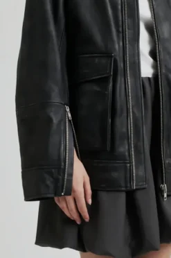 Second Female Auras Leather Jacket, black