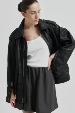 Second Female Auras Leather Jacket, black