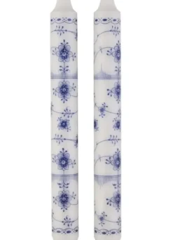 Kunstindustrien Blue Fluted kuviokruunukynttilä 25cm, sininen