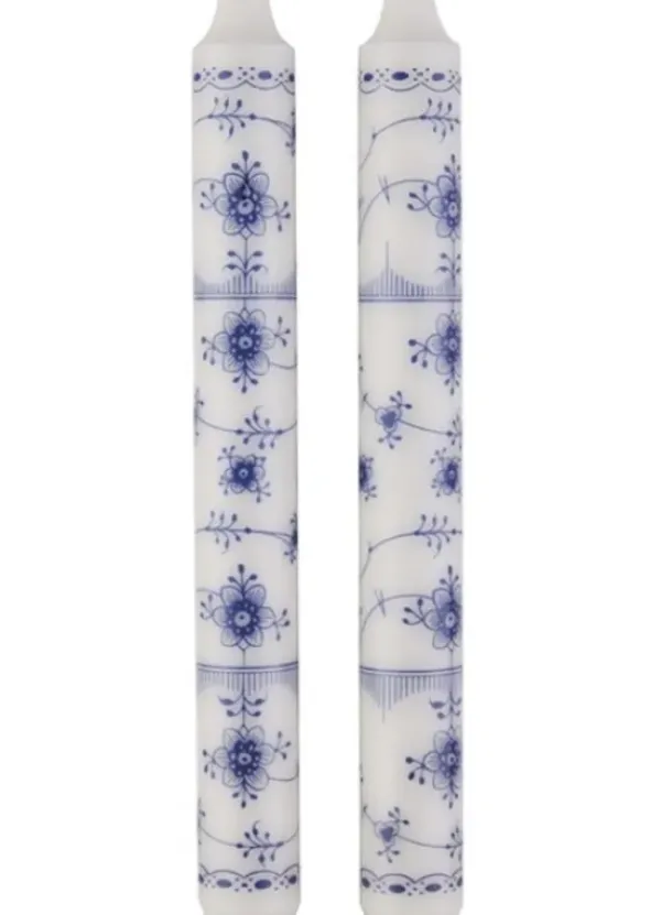 Kunstindustrien Blue Fluted kuviokruunukynttilä 25cm, sininen