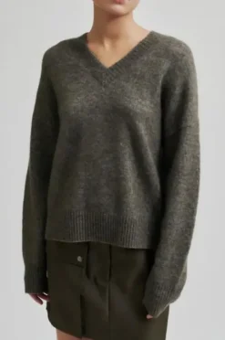 Second Female Brook neule v-neck, chocolate chip