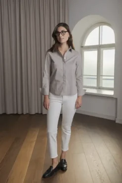 Original Story Camilla puuvillakauluspaita, greige