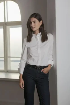 Original Story Camilla puuvillakauluspaita, white