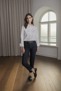 Original Story Camilla puuvillakauluspaita, white