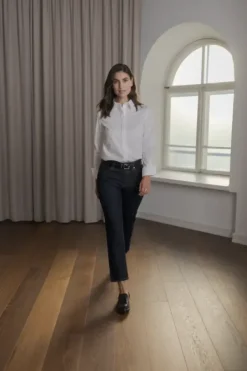 Original Story Camilla puuvillakauluspaita, white