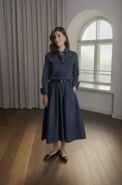 Original Story Camilla puuvillakauluspaita, dark navy