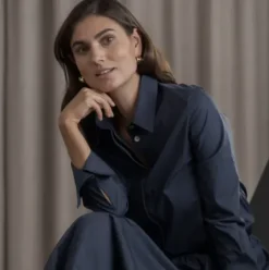 Original Story Camilla puuvillakauluspaita, dark navy