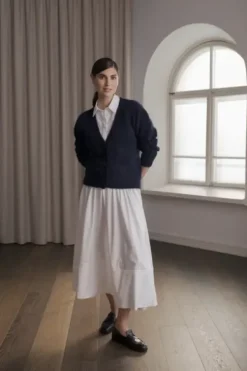 Original Story Claressa puuvillahame leveällä käänteellä, valkoinen