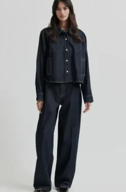 Second Female Columbus New Denim Trousers, dark blue denim