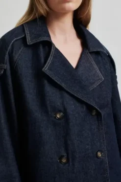 Second Female Columbus Trench Jacket, dark blue denim