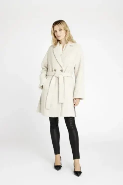 Gustav Edel villakangastakki, beige-valko