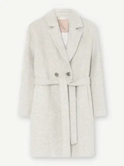 Gustav Edel villakangastakki, beige-valko