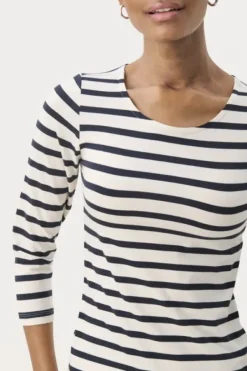 Part Two Emel t-paita, navy and white stripe