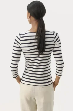 Part Two Emel t-paita, navy and white stripe