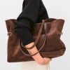 Flattered - Lesley tote bag, suede chocolate