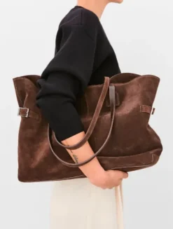Flattered - Lesley tote bag, suede chocolate
