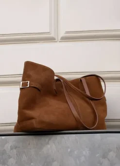 Flattered - Lesley tote bag, suede bourbon