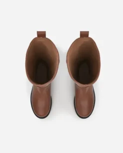 Flattered - Luna pitkät nahkasaappaat, caramel