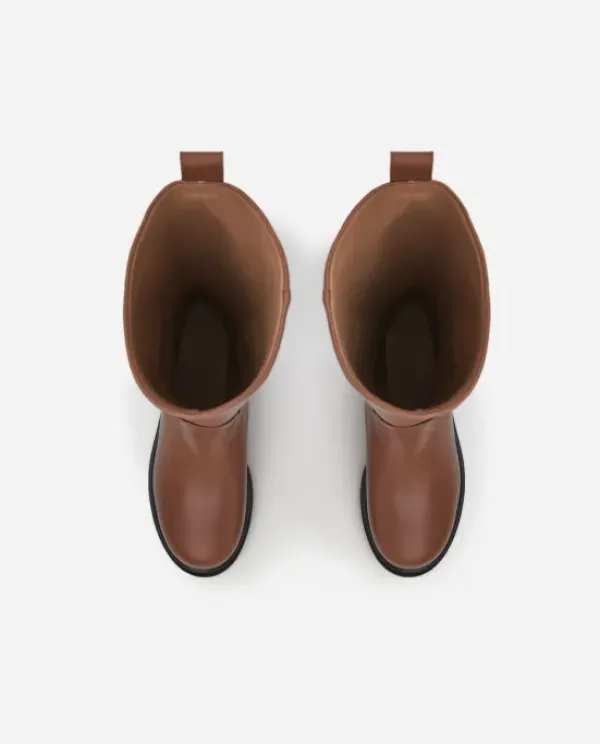 Flattered - Luna pitkät nahkasaappaat, caramel