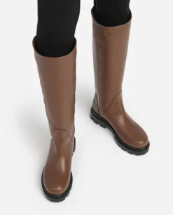 Flattered - Luna pitkät nahkasaappaat, caramel