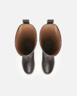 Flattered - Luna pitkät nahkasaappaat, tummanruskeat