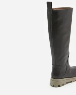 Flattered - Luna pitkät nahkasaappaat, tummanruskeat