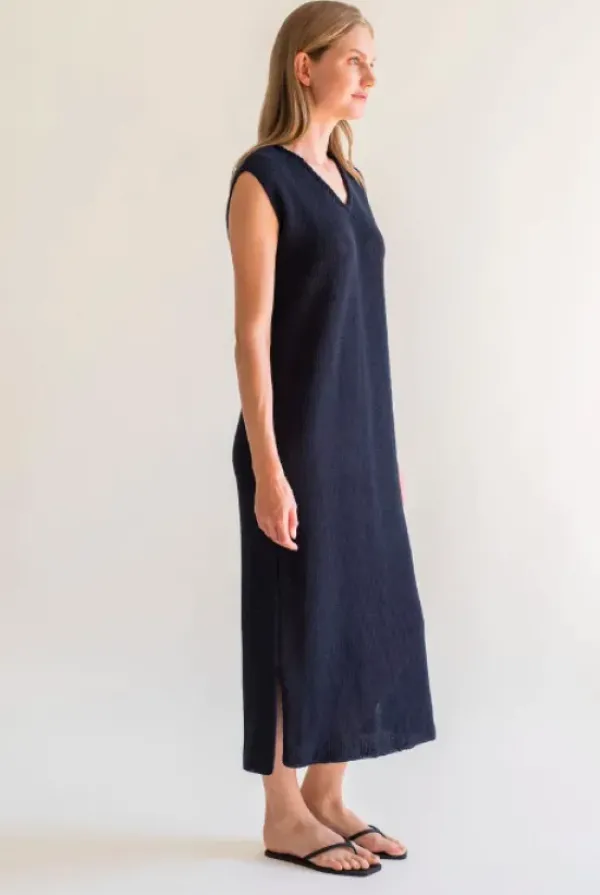 Gauhar Helsinki Gauhar - pellavamekko v-kaula-aukolla, navy