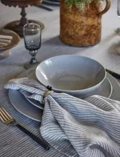 Himla - raidalliset pellavaservetit (4pl), kohl/natural