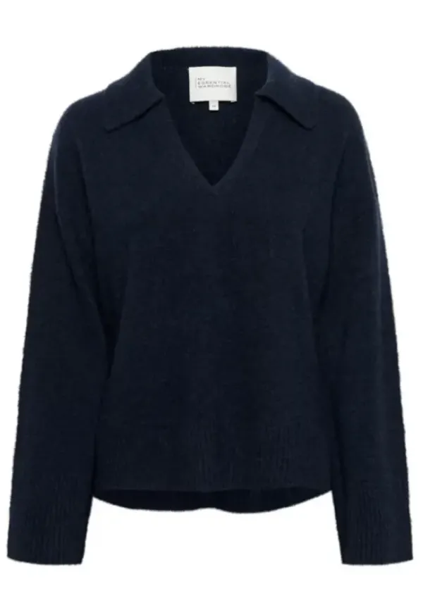 My Essential Wardrobe Huxi V-neck neule, tummansininen