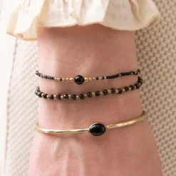 a Beautiful Story Iris rannekoru Black Onyx, gold