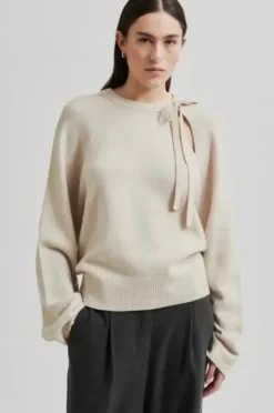 Second Female Joline Knit O-Neck, pumice stone