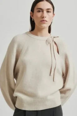 Second Female Joline Knit O-Neck, pumice stone