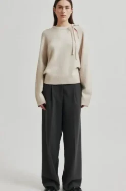 Second Female Joline Knit O-Neck, pumice stone