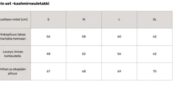 Original Story Karla cashmere neuletakki, cream