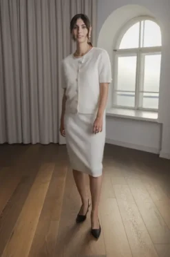 Original Story Karlia lyhythih cashmere neuletakki, cream