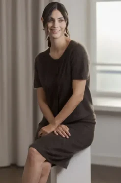 Original Story Karlia lyhythih cashmere neuletakki, dark chocolate