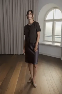 Original Story Karlia lyhythih cashmere neuletakki, dark chocolate