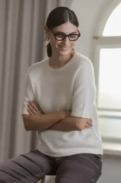 Original Story Karlie* lyhythihainen cashmere neule, cream