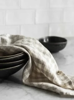 Tell Me More Keittiöpyyhe pellavaa, ruutu natural