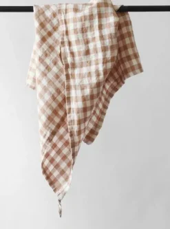 Tell Me More Keittiöpyyhe pellavaa, ruutu biscuit
