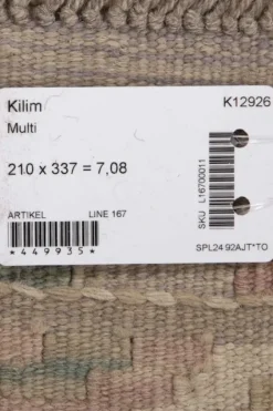 Bargi Kelim matto, multi custom #618 / 210x337cm