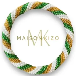 MAISON KIZO - Green, White and Gold Nepali Bracelet B172